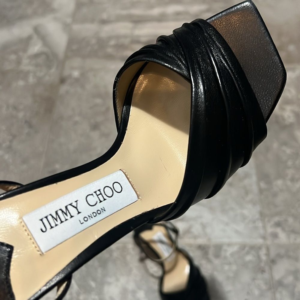 Jimmy Choo Basil Ankle Strap High Heel Black Sandals, New, Size 35 - Picture 10 of 16